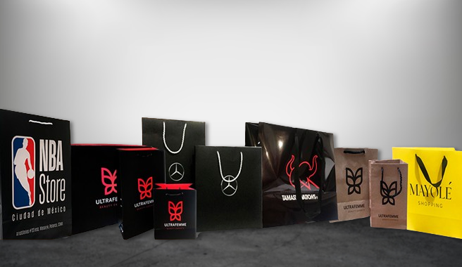 Muestras de bolsas kraft personalizadas para clientes como NBA Store, Mercedes-Benz y más