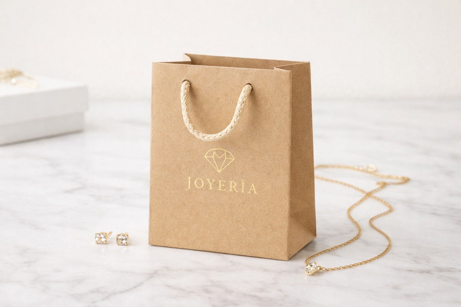 Bolsas de papel kraft para joyería con presentación elegante